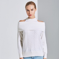 Off shoulder knit jumper women white knitwear