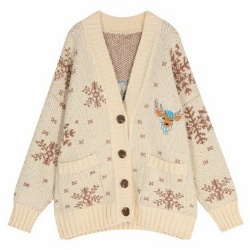 V-neck knit cardigan womens Christmas button up clothing