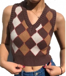 oversized knitted sleeveless womens jacquard knitwear