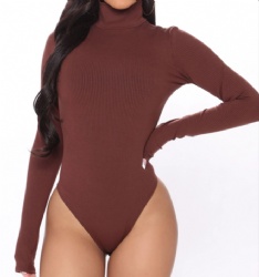 Womens One Piece Knitwear Bodysuit Shaper turtle neck