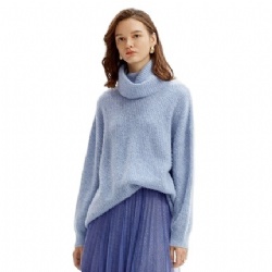 pure cashmere woman sweater turtle neck plain knit top