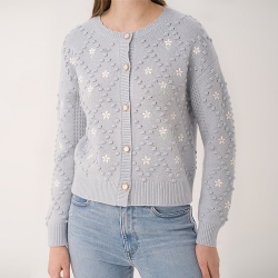 floral diamond pattern womens knit cardigan