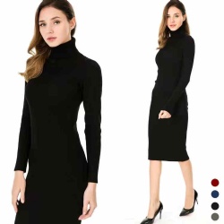 Ladies turtle neck black knit dress