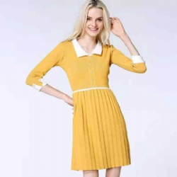 short sleeved short sleeve pleated dress stylish women's knitted casual dress