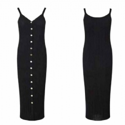 v neck black slim summer spring knitted dress