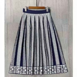 jacquard high waisted A line skirt women knit pleated skirt