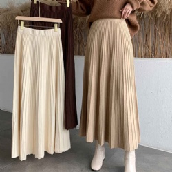 high waist a line knit skirt womens plain maxi skirt