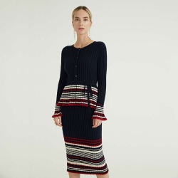 Knit Cardigan Knitted Skirt  Womens Two-Piece Knitwear set