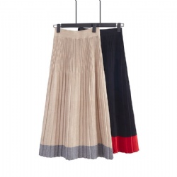 womens pleated knit skirt tipping long skirt