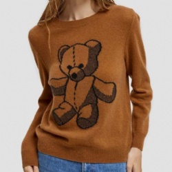 pure cashmere woman bear crew neck jumper