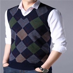 Men's sweater vest men business casual sleeveless vest intarsia argyle sweater