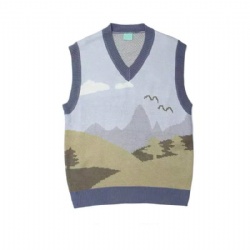 Custom Jacquard Knit Cotton men's knitwear sleeveless knit vest top