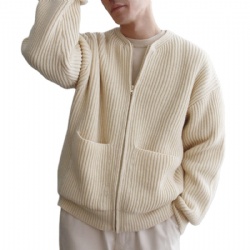 Casual men's  Zip-up knitwear long sleeve plain knitted cardigan