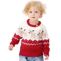 New Fashion Long Sleeves Animal Jacquard Kids Knitwear  Christmas Sweater Kid Baby Knitted Sweater