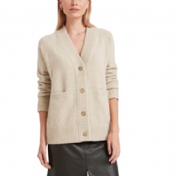 V neck  wool cashmere women button down cardigan