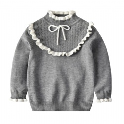 Baby Girls Knitwear Pointelle Ruffled Pullover Kids Knit Sweaters For Girls