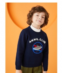 Boys sweater pullover Autumn universe pattern jacquard sweater for kids contrasting colors kids knitted sweater