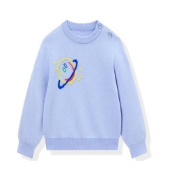 Boys cartoon planet blue knitwear long sleeve jacquard kids sweater