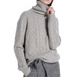 cable pure cashmere thick turtle neck jumper