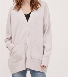 Loose oversize  V-Neck Dropped Shoulder With Pockets And Buttons Knitted Solid Cashmere Cardigan For Women