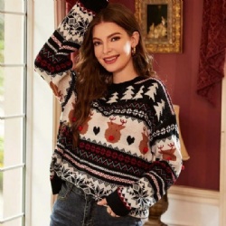 Christmas jacquard knitted sweater Unisex  Xmas Knit Jumper crew neck ugly sweater