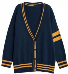 New design V neck tipping knitted uniform cardigan high school sweater