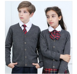 v-neck plain sweater uniform long sleeve unisex fall winter button up knitwear boys and girls knit cardigan