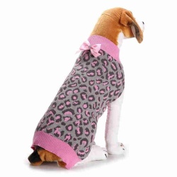 Leopard jacquard pet sweater pink dog clothes