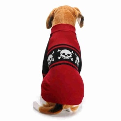 Cool Dog Red Sweaters Clothes with Skull Pattern Warm Pet Knitted Coats Apparel