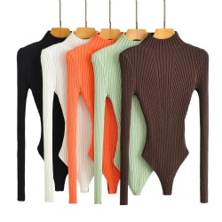 Body suits autumn new crew neck slim long sleeves knitted shirt bodycon knitted bodysuits