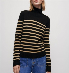 stripe cashmere woman turtle neck