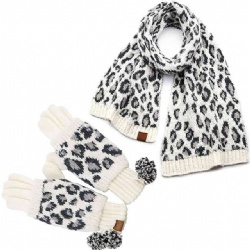 Leopard Print Winter Hats And Gloves And Scarfs 3 pcs Set