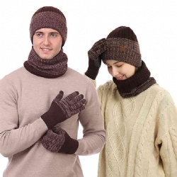 Winter Warm Hat Scarf Gloves Knitwear Set