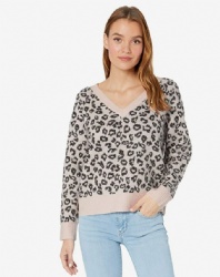 leopard jacquare cashmere knit top