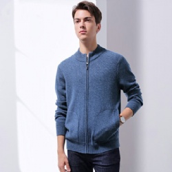 mens full zip up sweater cardigan with pocket long leeve mens knitwear cardigan