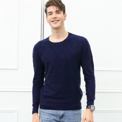 crew neck diamond pattern cashmere mens knitwear