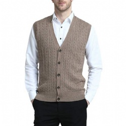 v neck button up cashmere knit vest mens knitwear