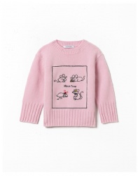 Knitted pullover pink cute round neck autumn winter sweater top kids cashmere sweaters