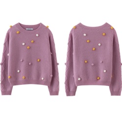 Pom pom cashmere kids sweater top